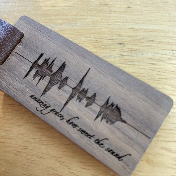 Amazing Grace, How Sweet The Sound Soundwave Wooden Keychain - Picture 3 of 4